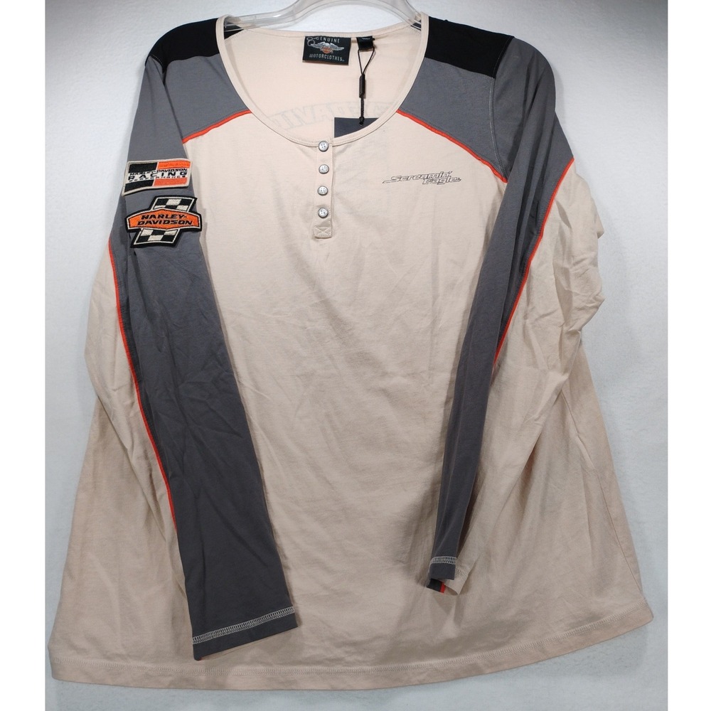 Harley-Davidson Screamin Eagle Henley Shirt Womens 1W Off-White 96300-18VW NWT